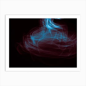 Glowing Abstract Curved Blue And Red Lines 1 Art Print