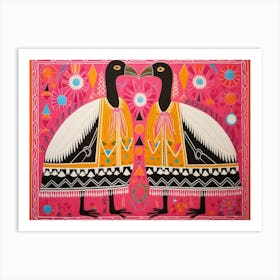 Ostrich 1 Folk Style Animal Illustration Art Print