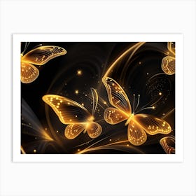 Golden Butterflies 5 Art Print