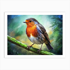 Robin Perched On A Branch Art Print