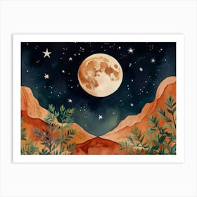 Full Moon In The Desert Art Print