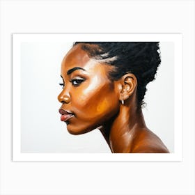 Side Profile Of Beautiful Woman Oil Painting 120 Art Print