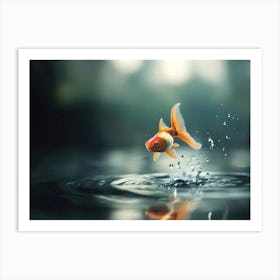 Goldfish Jumping Out Of Water Art Print