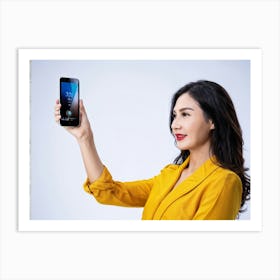 Telecom Media White Touch Screen Communication Mobile Phone Screen Woman Phone Application (17) Art Print