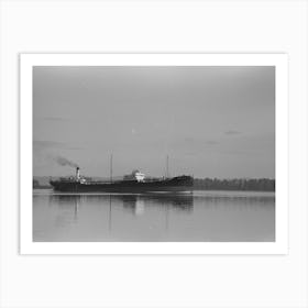 Freighter On Columbia River, Cowlitz County, Washington By Russell Lee Art Print