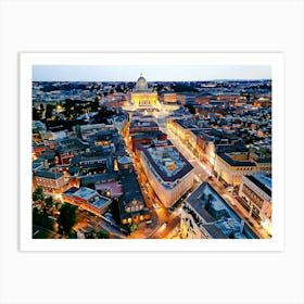 St Peter S Basilica And Vatican At Dusk Art Print