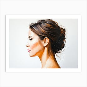 Side Profile Of Beautiful Woman Oil Painting 51 Art Print