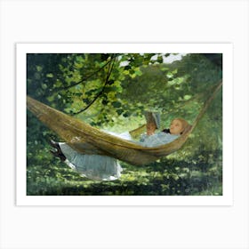 Woman in a Hammock Vintage 19th Century Oil Painting Art Print