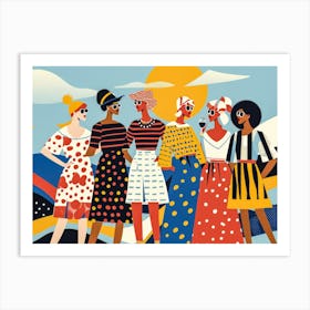 Women In Polka Dot Dresses Art Print