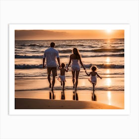 Family At Beach 1 Art Print