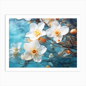 White Flowers In Water 1 Art Print