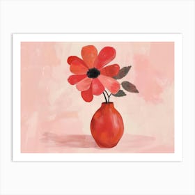 Red Flower In A Vase Art Print