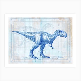 Parasaurolophus Dinosaur Skeleton Blueprint 1 Art Print