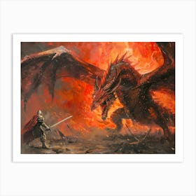 Dragon And A Knight Art Print