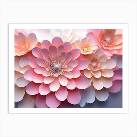 3d Circles Rendering Designative 3d Photo illustration Flower Art Print