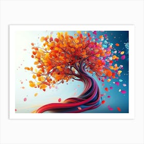 Abstract Color Tree on Bright Background In 3d Art Print