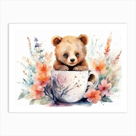 Teddy Bear In A Cup Art Print