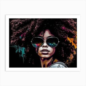 Girl With Afro Art Print