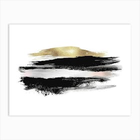 Black And Gold Brush Strokes 26 Art Print