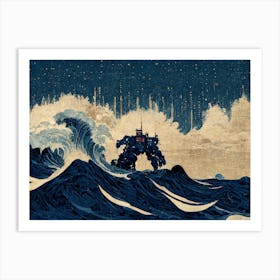 Optimus Prime Anime Hokusai The Great Wave Art Print