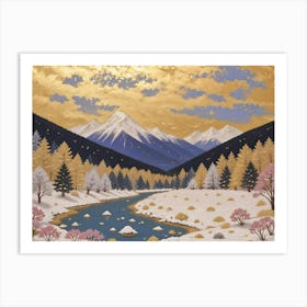 Golden Serenity in a Frozen Valley Art Print