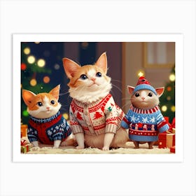 Christmas Cats 1 Art Print