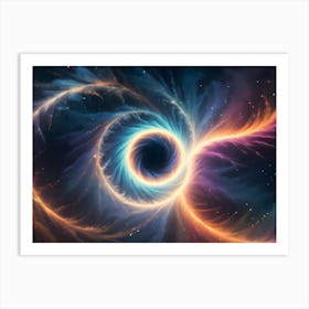 Abstract Image Of A Black Hole Surrounded By Swirling, Colorful Gas And Dust 1 Art Print