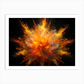 Colorful Explosion Of Powder On Black Background Art Print