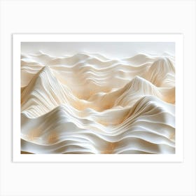 3d Abstract Representations Of A Desert Landscape With Textured Sand Dunes And Sparse 1 Art Print