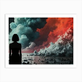 Woman Looking At The Sky Art Print