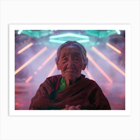 Shantiva zaga, a meditation In Neon Art Print