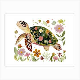 Little Floral Sea Turtle 1 Art Print