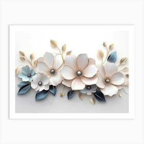 3d Artwork Illustration Flowers White Background 5 Art Print