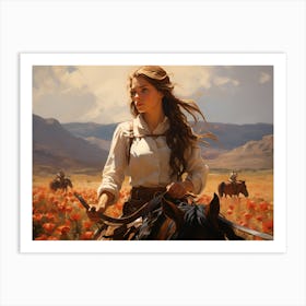 Woman Riding A Horse Art Print