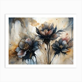 Black Flowers Art Print