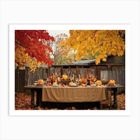 A Vintage Painting Esque Thanksgiving Celebration Enfolding Within An Intimate Group Nestled Amid R (5) 1 Art Print