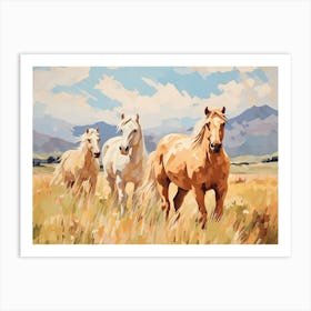 Horses Painting In Queenstown, New Zealand, Landscape 4 Art Print