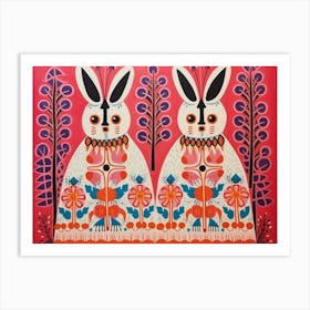 Arctic Hare 1 Folk Style Animal Illustration Art Print