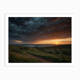 Sunset Over The Ocean 1 Art Print