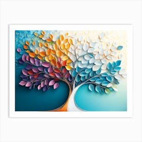 Colorful Tree of Life With Leaves on Hanging Branches Art Print