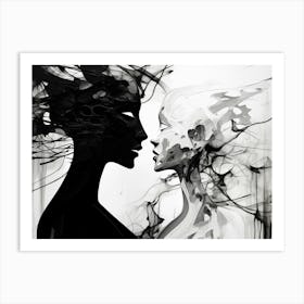 Symbiosis Abstract Black And White 4 Art Print