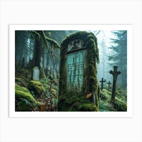 A Decaying Signboard At The Infamous Haunted Cemetery Letters Of The Signboard Are Weather Beaten A Art Print