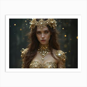 Girl In A Gold Dress Art Print