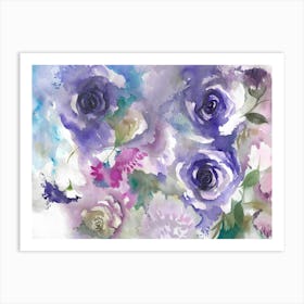 Dreamy Watercolor Roses In Lilac Art Print