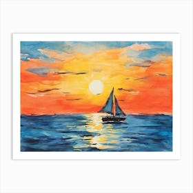 Sailboat At Sunset Art Print