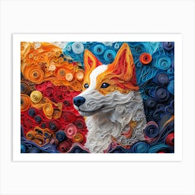 Japanese Akitainu Paper Quilling Dog Portrait II Art Print