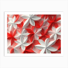 Red And White Flower Beautiful 3d Art Print