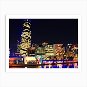 Melbourne Skyline At Night Art Print