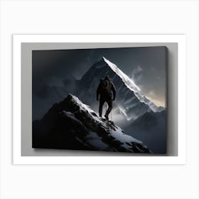 Man On Top Of Mountain Art Print