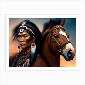 Brave With Horse 2 Art Print